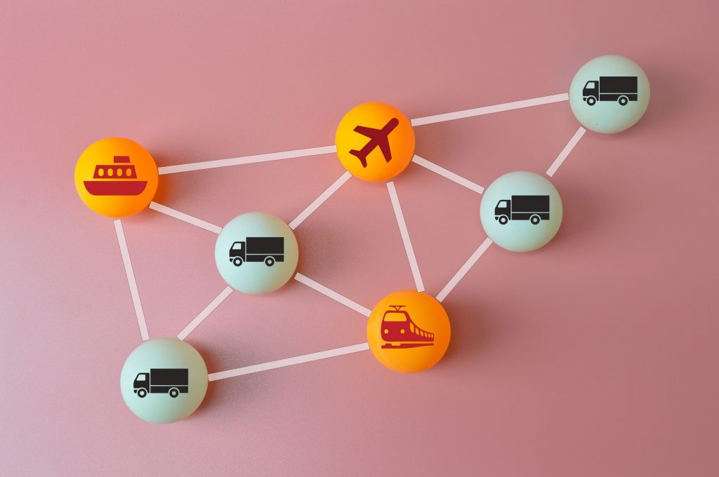 Connected logistics and supply chain concept.